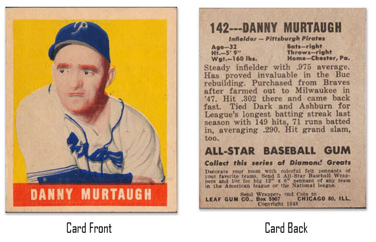 1948 Leaf Danny-Murtaugh rookie card