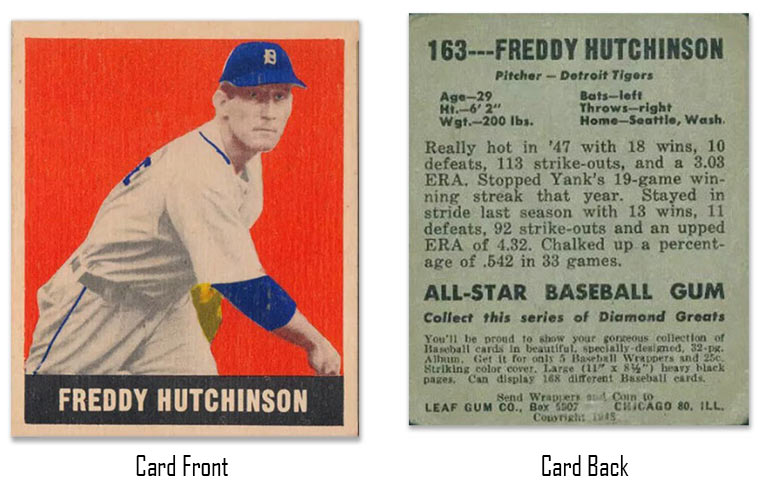 1948 Leaf Fred Hutchinson rookie card