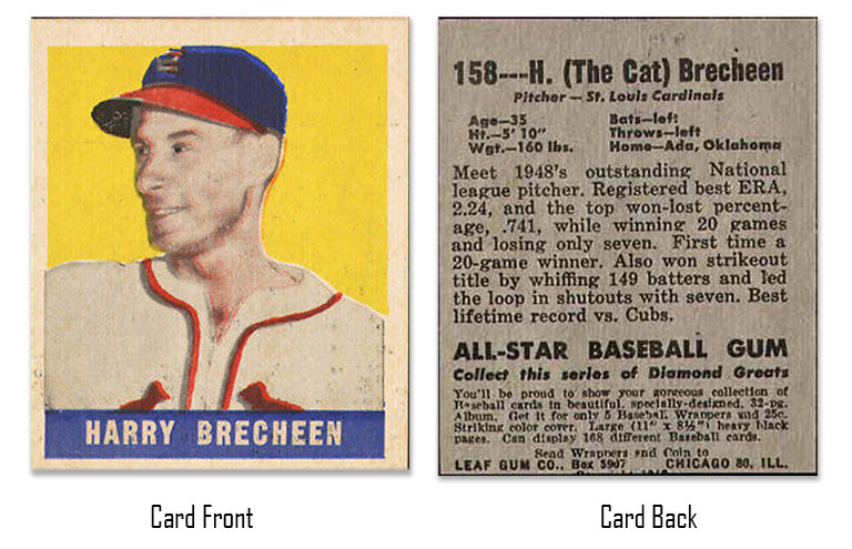 1948 Leaf Harry Brecheen rookie card