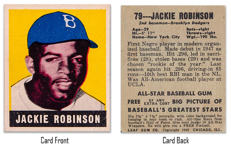 1948 Leaf Jackie Robinson rookie card