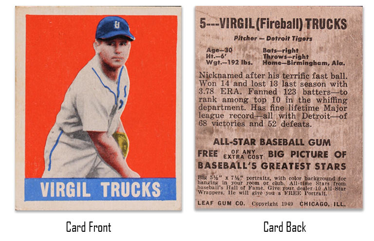1948 Leaf Virgil Trucks rookie card