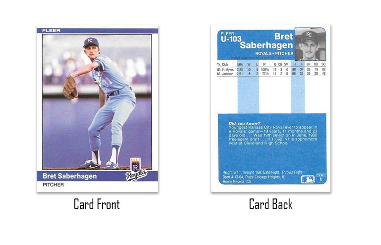 1984 Fleer Update Bret Saberhagen Rookie Card #U-103