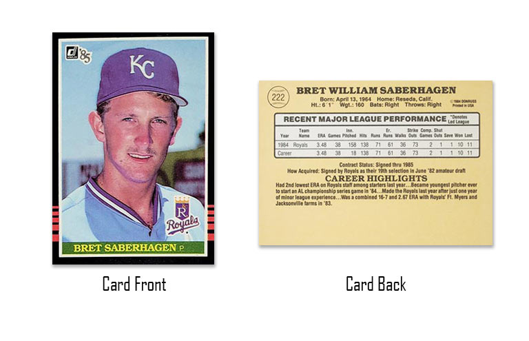 1985 Donruss Bret Saberhagen baseball card #222