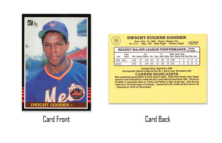 1985 Donruss Dwight Gooden Rookie Card #190