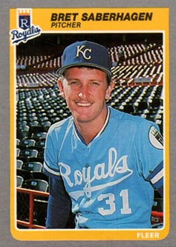 1985 Fleer Bret Saberhagen baseball card #212