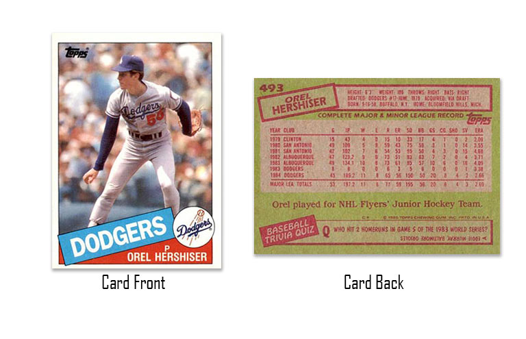 1985 Topps Orel Hershiser Rookie Card #493