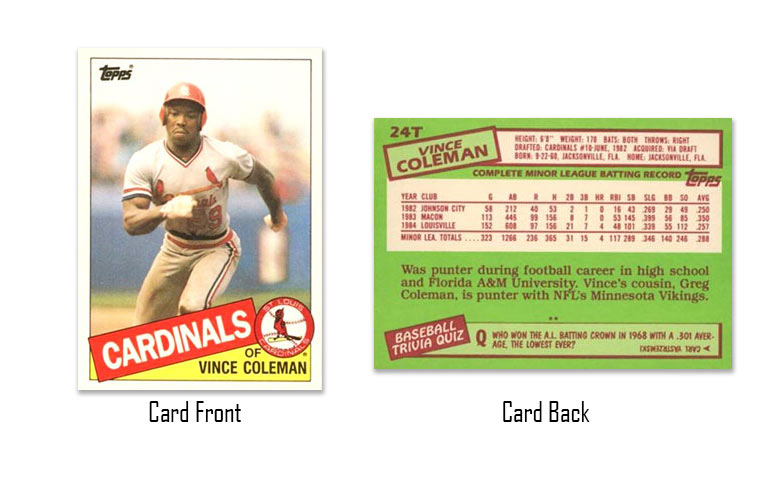 1985 Topps Traded Vince Coleman Rookie Card #24T