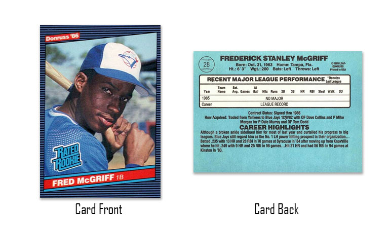 1986 Donruss Fred McGriff Rookie Card #28