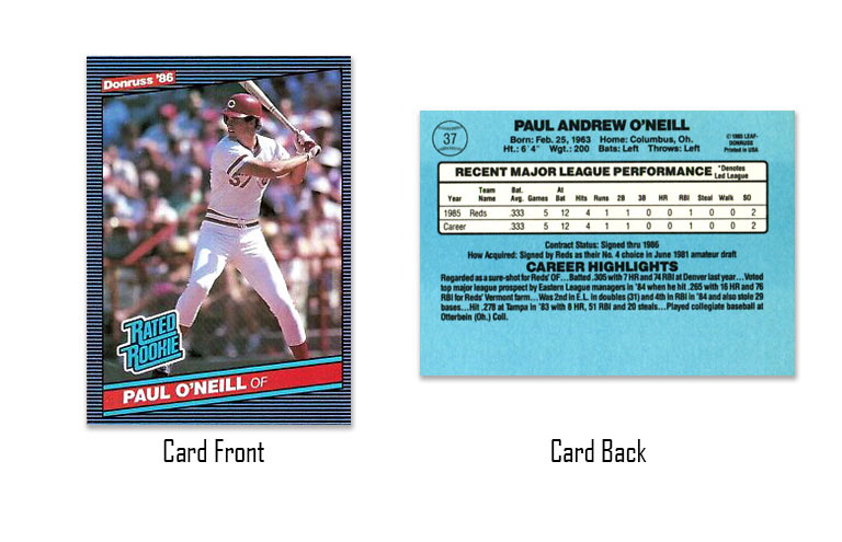 1986 Donruss Paul O'Neill Rookie Card #37