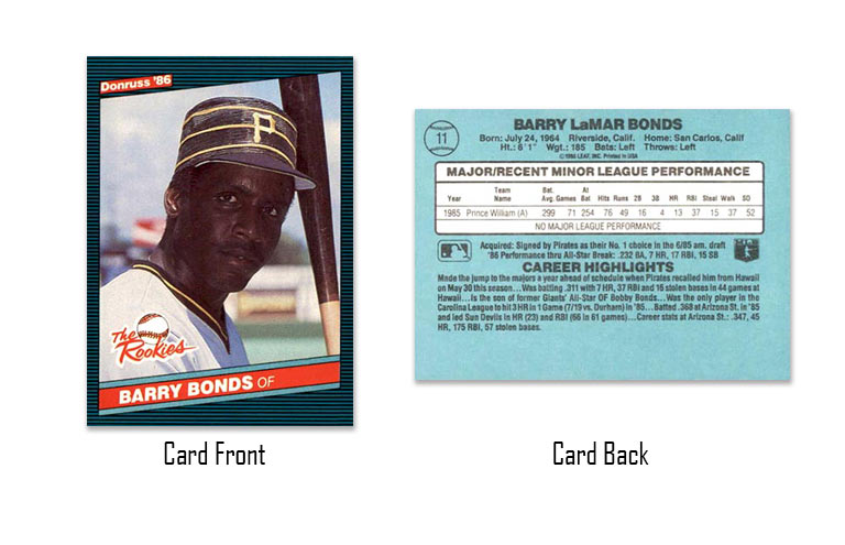1986 Donruss Rookies Barry Bonds Card #11