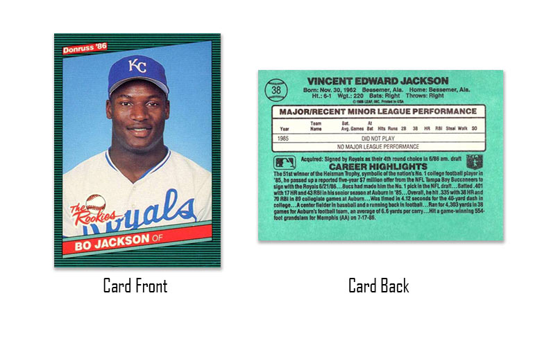 1986 Donruss Rookies Bo Jackson Card #38