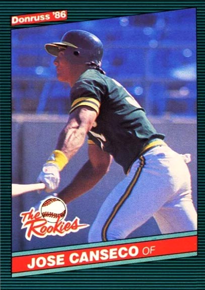 1986 Donruss Rookies Jose Canseco baseball card #22
