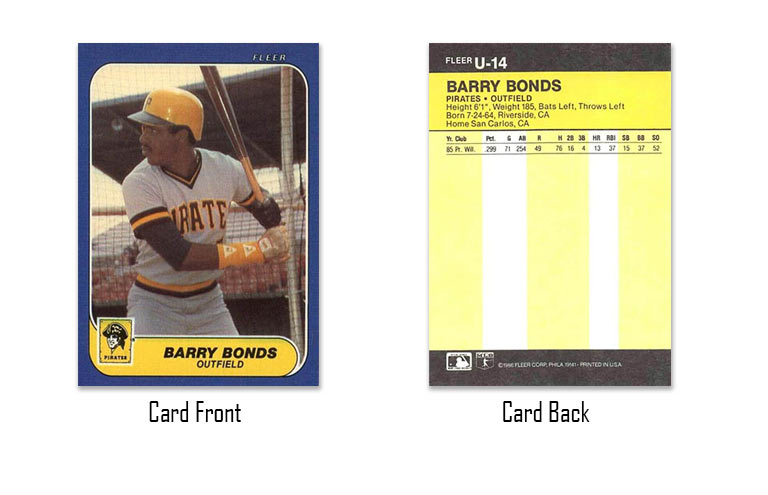 1986 Fleer Update Barry Bonds Rookie Card #U-14
