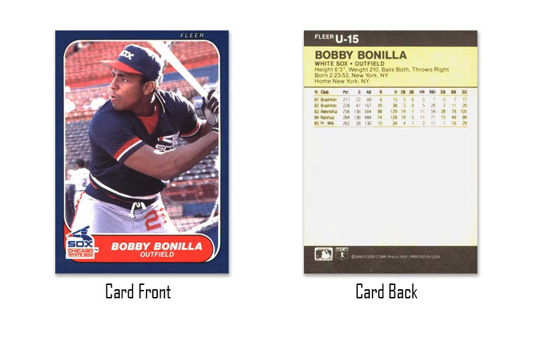 1986 Fleer Update Bobby Bonilla Rookie Card #U-15