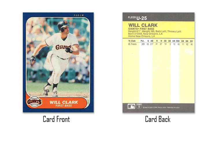 1986 Fleer Update Will Clark Rookie Card #U-25