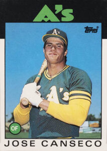 1986 Topps Traded Jose Canseco baseball card #20T