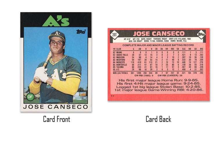 1986 Topps Traded Jose Canseco Rookie Card #20T