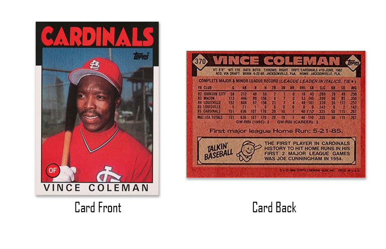 1986 Topps Vince Coleman Rookie Card #370