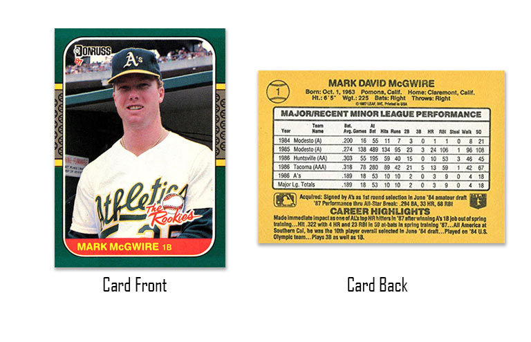 1987 Donruss Rookies Mark McGwire #1