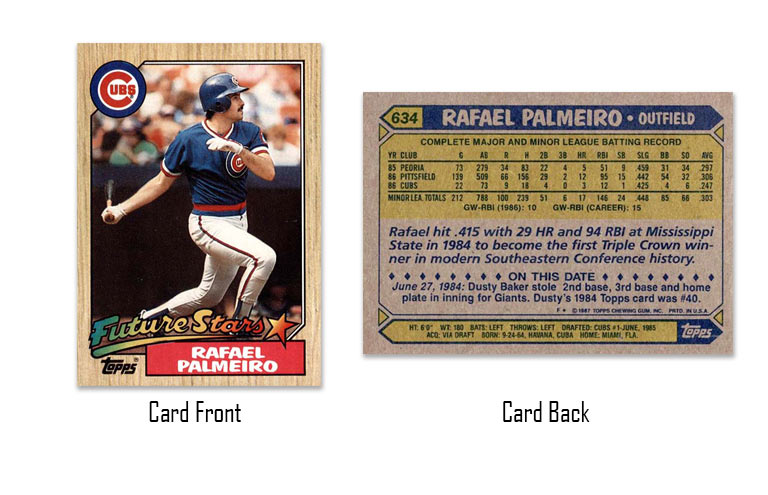 1987 Topps Rafael Palmeiro Rookie Card #634