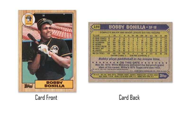 1987 Topps Bobby Bonilla Rookie Card #184