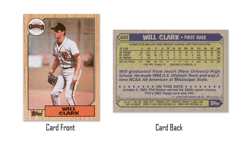 1987 Topps Will Clark Rookie Card #420