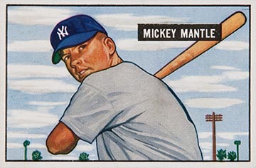 1951 Bowman Mickey Mantle baseball card #253