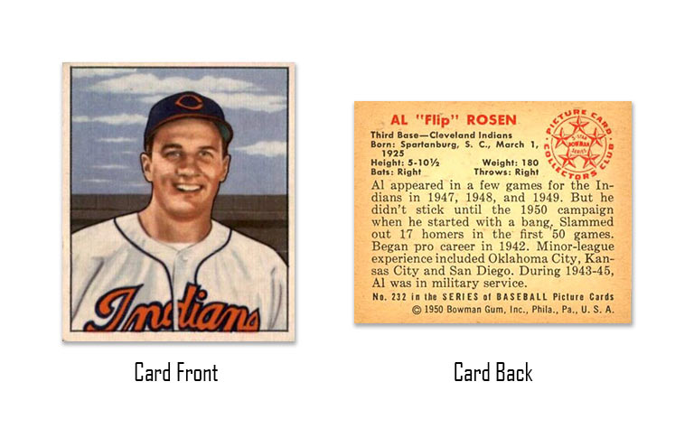 1950 Bowman baseball Al Rosen rookie card