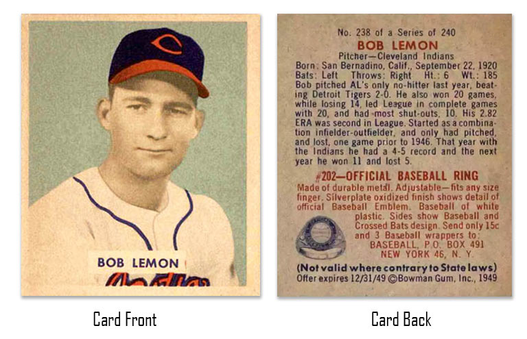 1949 Bowman Bob Lemon baseball card