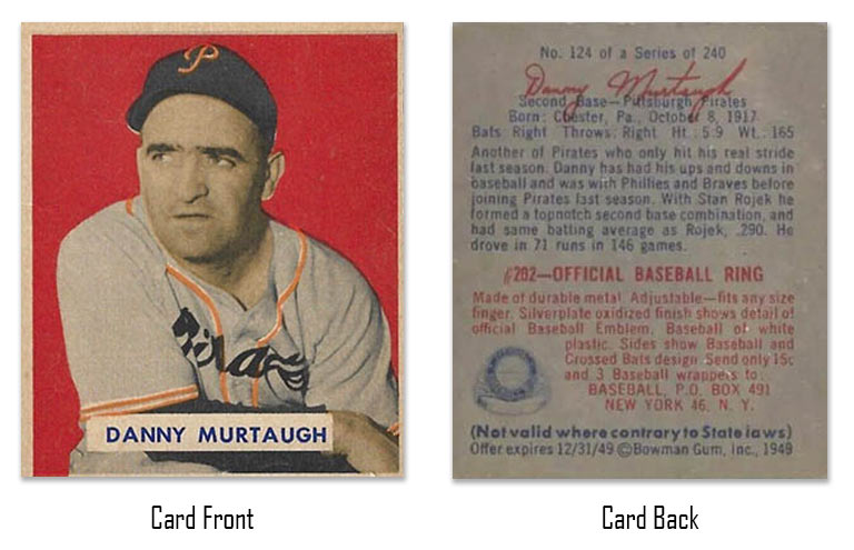 1949 Bowman Danny Murtaugh baseball card