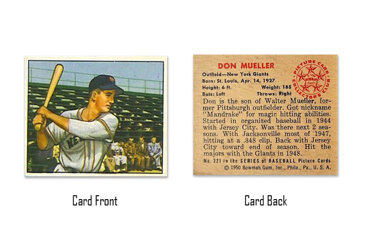 1950 Bowman Don Mueller rookie card