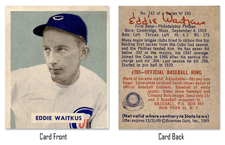 1949 Bowman Eddie Waitkus baseball card