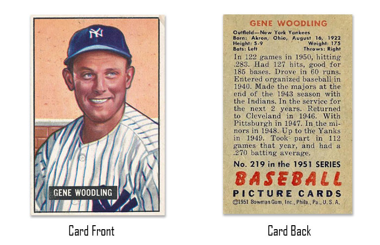 1951 Bowman Gene Woodling rookie card #203