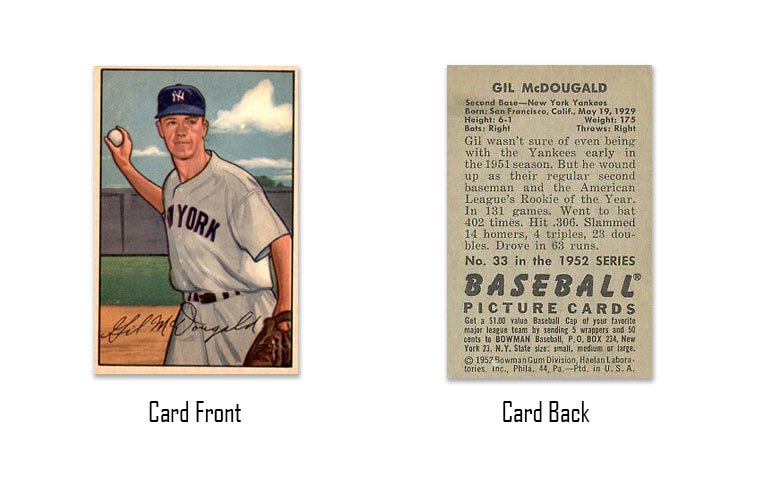 1952 Bowman Gil McDougald rookie card #33