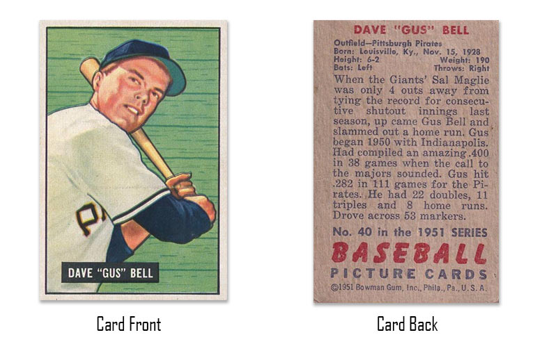 1951 Bowman Gus Bell rookie card