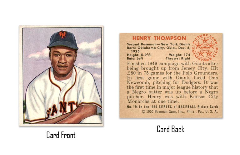 1950 Bowman baseball Hank Thompson rookie card
