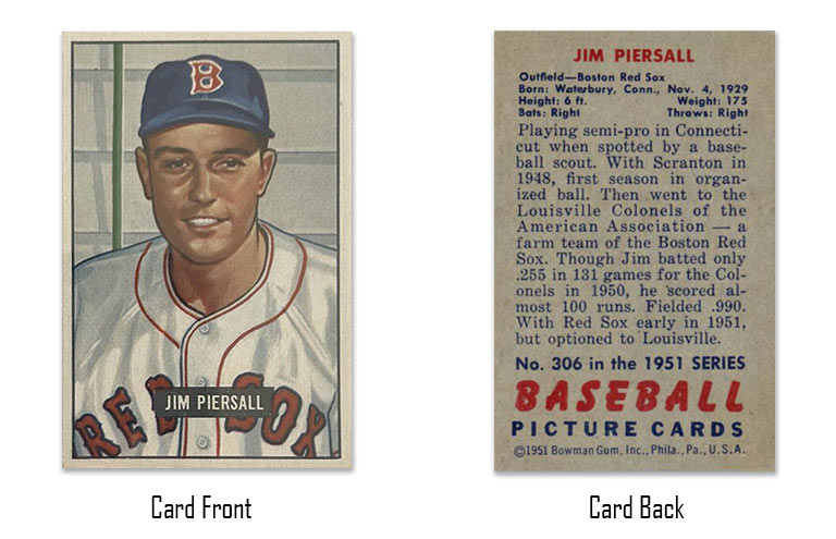 1951 Bowman Jim Piersall rookie card #306