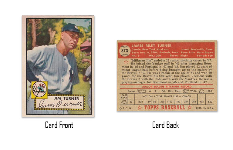 1952 Topps Jim Turner Rookie Card #373