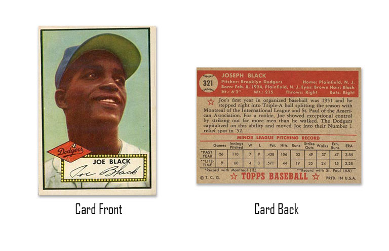 1952 Topps Joe Black Rookie Card #321