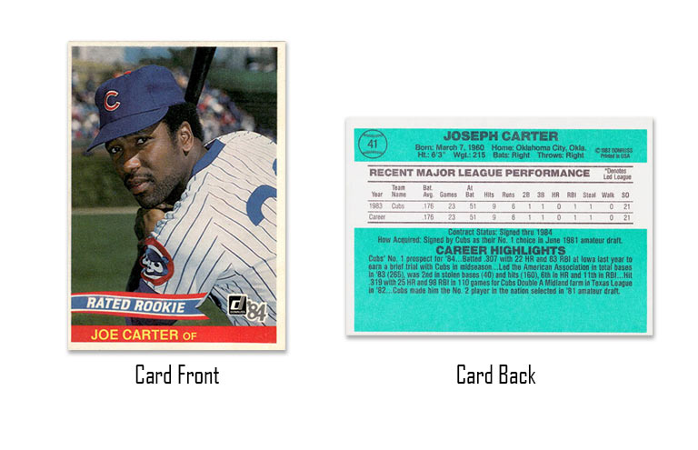 1984 Donruss Joe Carter baseball card #41