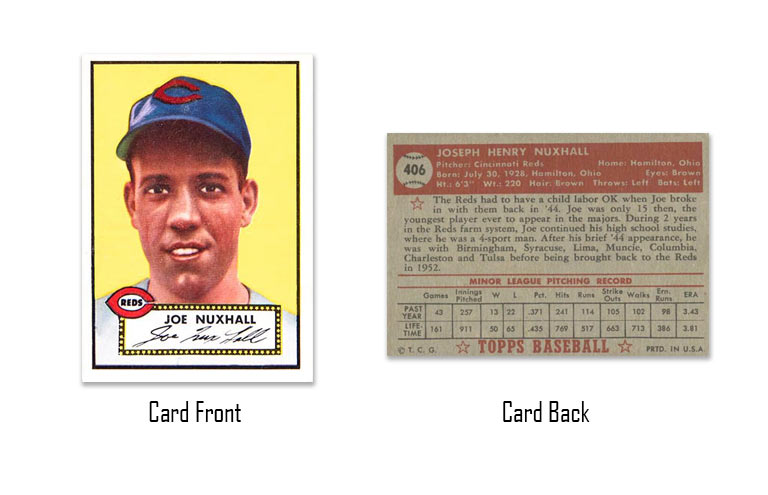 1952 Topps Joe Nuxhall Rookie Card #406