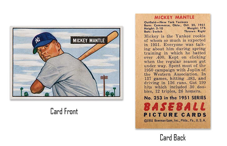 1951 Bowman Mickey Mantle rookie card #253