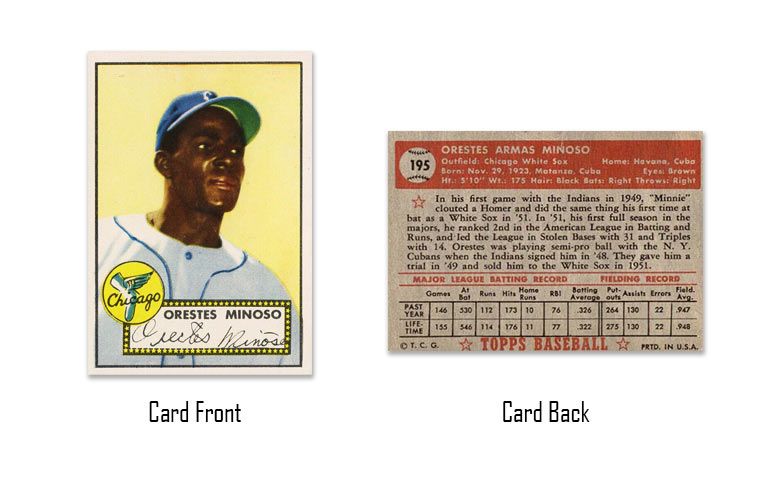 1952 Topps Minnie Minoso Rookie Card #195