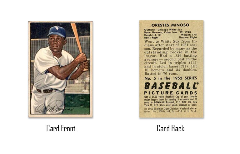 1952 Bowman Minnie Minoso rookie card #5