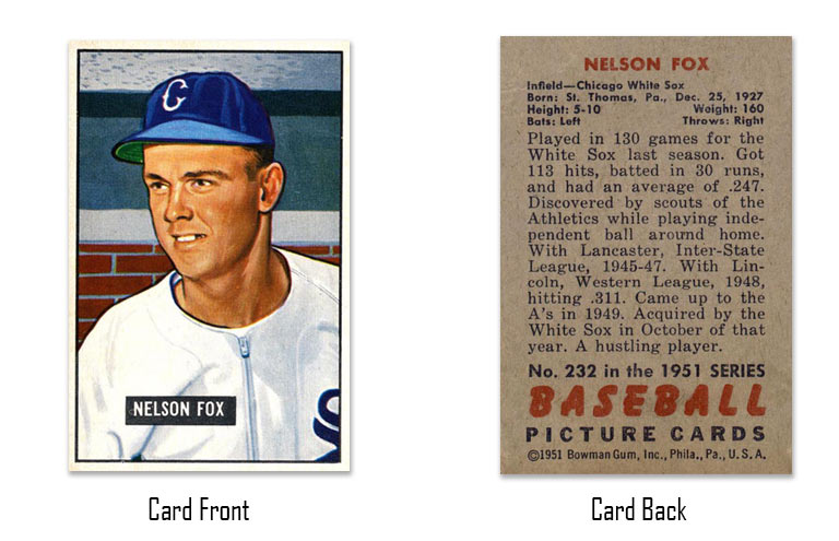 1951 Bowman Nellie Fox rookie card #232