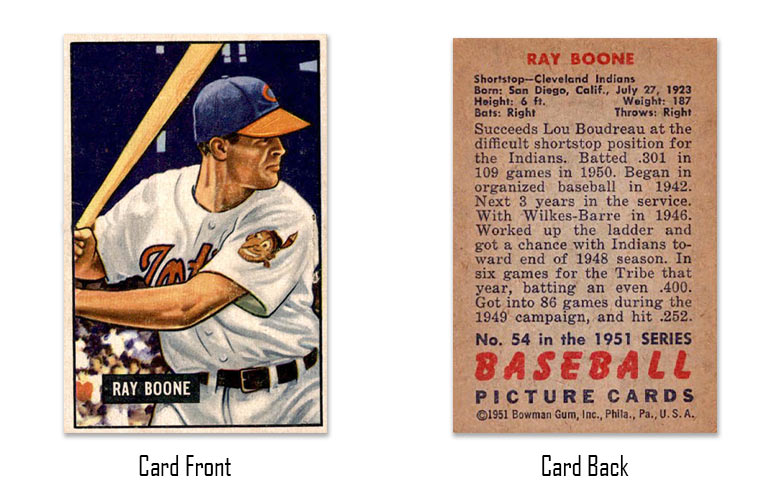 1951 Bowman Ray Boone rookie card