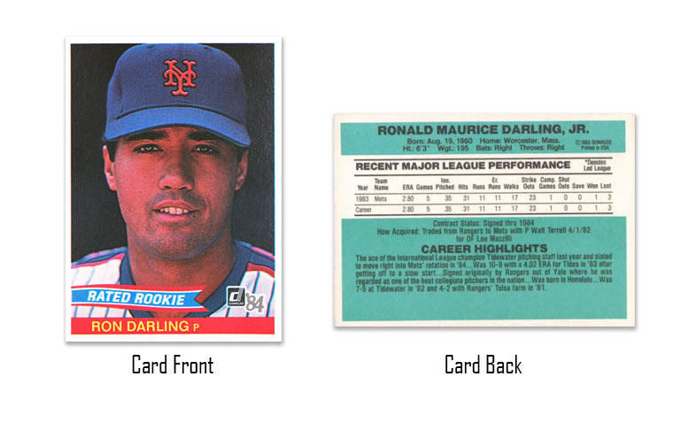 1984 Donruss Ron Darling baseball card #30