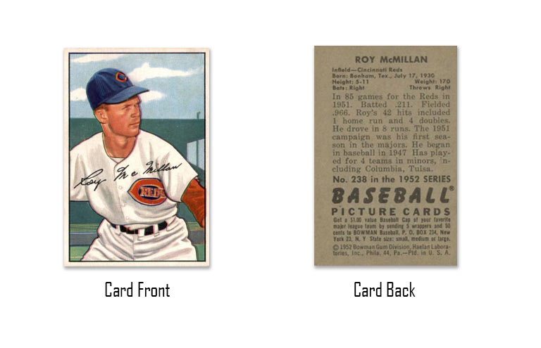 1952 Bowman Roy McMillan Rookie Card #238