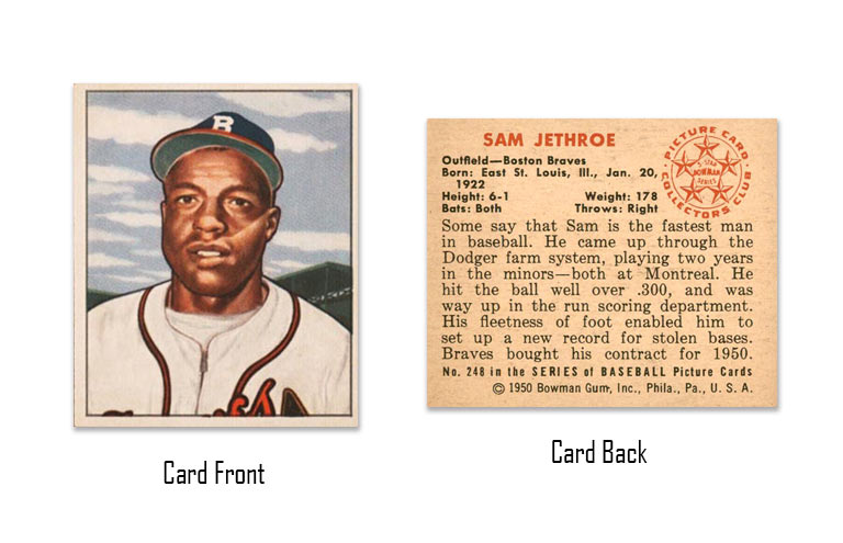 1950 Bowman baseball Sam Jethroe rookie card