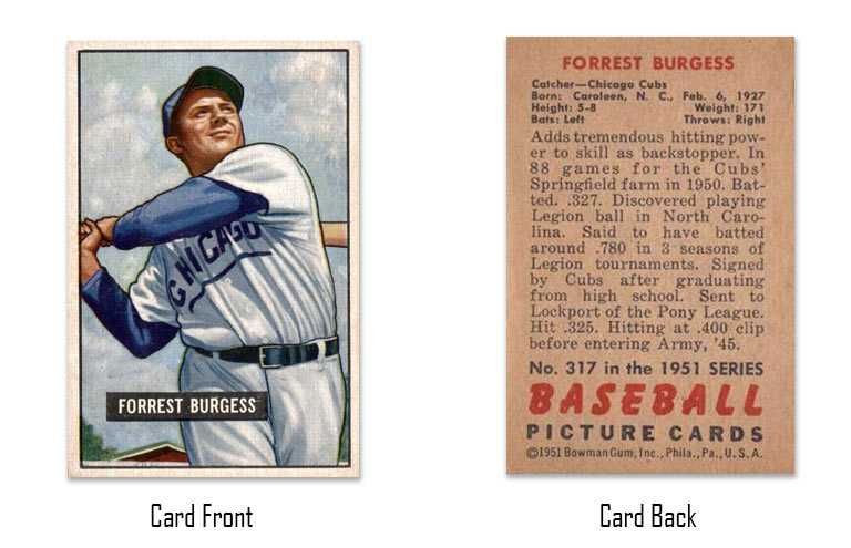 1951 Bowman Smoky Burgess rookie card #317